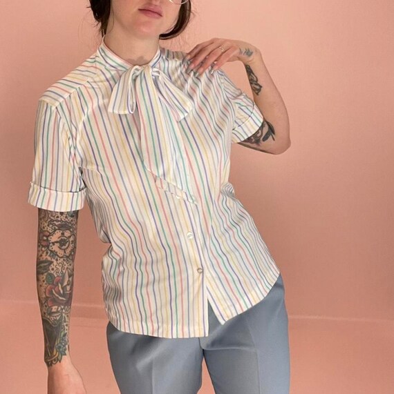 vintage 90s pastel button up blouse - image 3