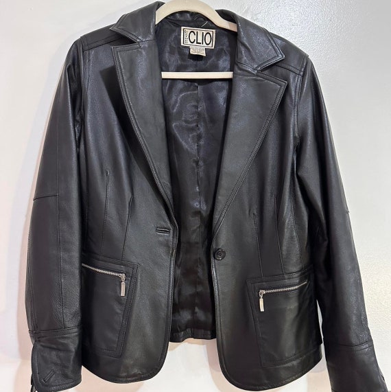 Vintage 90s CLIO genuine leather jacket