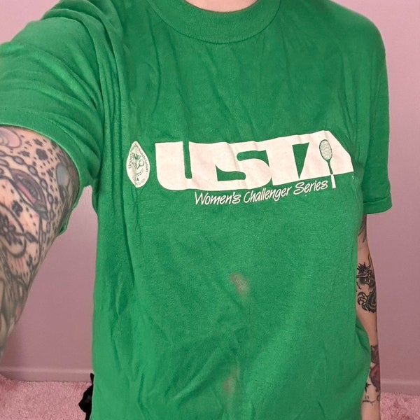 Vintage USTA Tennis T-shirt, green size M