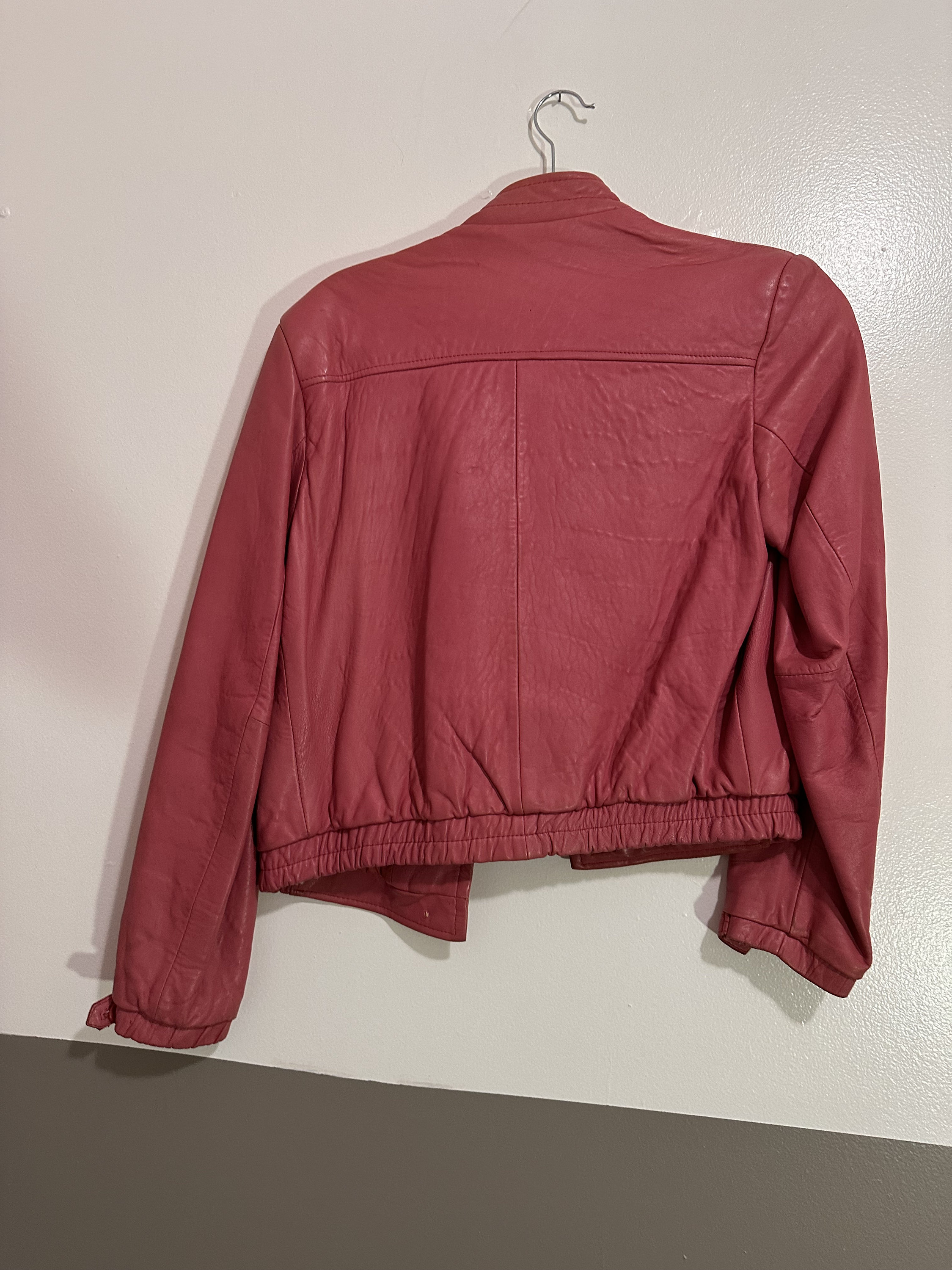 Bubblegum pink leather jacket deals