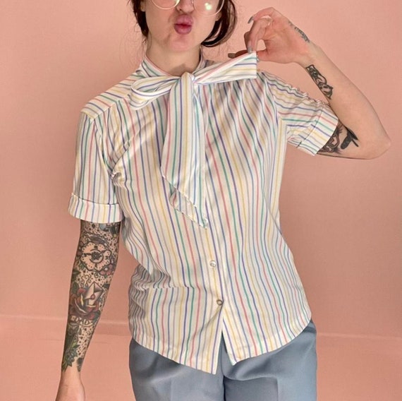 vintage 90s pastel button up blouse - image 1