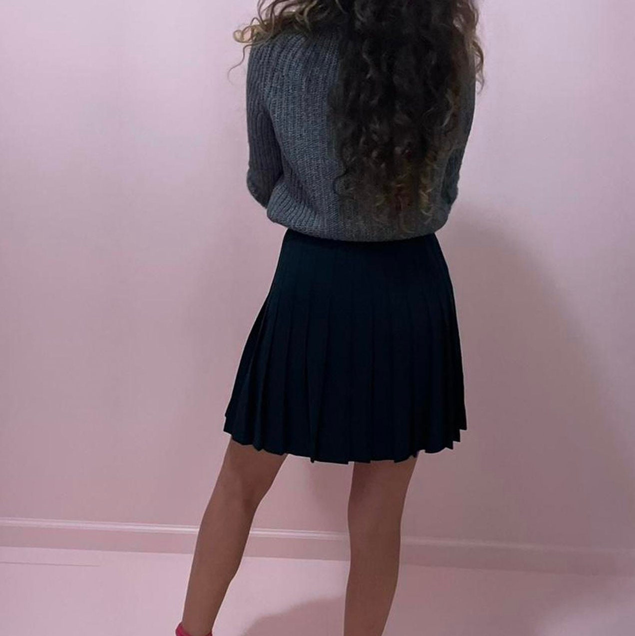 Gold pleated skirt 90s sale