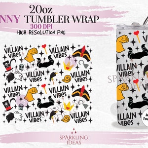 20oz Skinny Tumbler Villains Vibes Wrap, Villains Inspired Tumbler, Magical Villains Digital PNG Sublimation