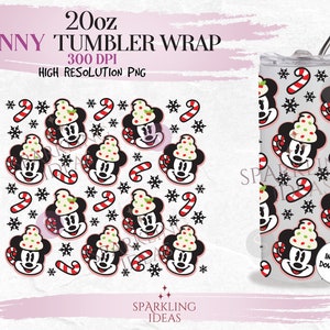 20oz Skinny Tumbler Mouse Ears Hot Cocoa Wrap, Hot Drink Mug Tumbler, Magical Christmas Inspired Digital png Sublimation