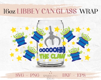 The Claw LIBBEY Can glas SVG 16oz, Alien Libbey Glass Svg, Toy Story Alien Wrap Svg