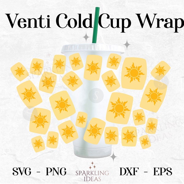 Tangled Lanterns Wrap For Cold Cups 24oz SVG, Tangled Sun Cold Cup Svg, Inspired Tangled Wrap, Tangled Princess, At Last I See the Light SVG