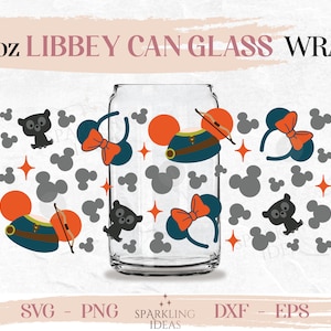 Merida Ears LIBBEY Can glass wrap SVG 16oz, Brave Libbey Glass Svg, Princess Wrap Svg