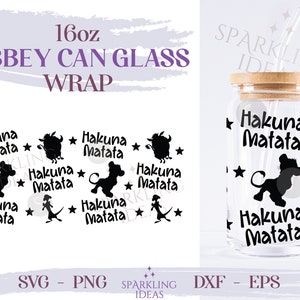 Hakuna MatataLibbey 16oz Glass SVG, Lion King Libbey Glass Svg, Lion King Characters Wrap Svg