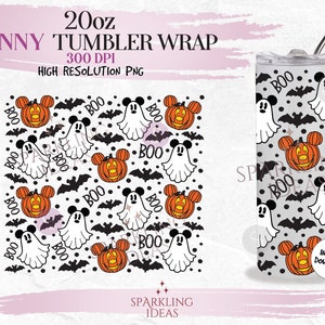20oz Skinny Mouse Ghosts Halloween Tumbler Wrap, Mouse Boo Halloween Tumbler png, Mouse Pumpkins Digital png Sublimation