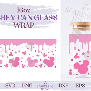 Drip Mouse LIBBEY 16oz Can wrap SVG, Mouse Ears Libbey Svg, Mouse Ears Drips Svg