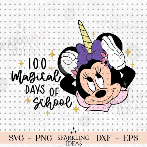 100 Magical Days of School SVG, Unicorn Mouse Ears Svg, Magical PNG, Mouse of School Svg, 100 Days, Cute School Gift, Magical School Day