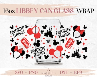 Favorite Things Mickey Ears and Coke LIBBEY Can glass wrap SVG 16oz, Magical Castle Libbey Glass Svg, Mouse Ears Headband Wrap Svg