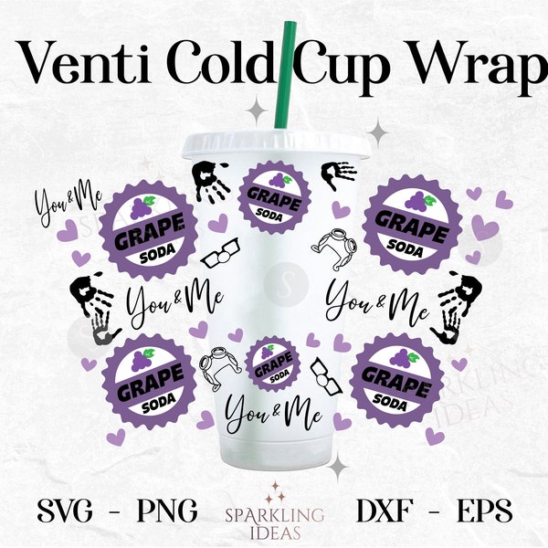 Grape Soda Pin Wrap For Cold Cups 24oz SVG, You and Me Cold Cup Svg, Inspired Up Movie Wrap Svg, Adventure is out There SVG