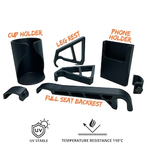 Conjunto de acessórios para Thule Urban Glide 2 - Apoio para pernas, porta-copos, suporte para celular, encosto de assento completo