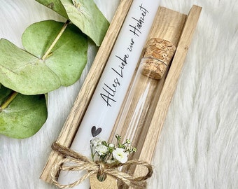 Hochzeitsgeschenk | Geldgeschenk | Hochzeit | Reagenzglas | Kerze | Stabkerze | Geschenk | Brautpaar | Geschenkbox | Hochzeitskerze