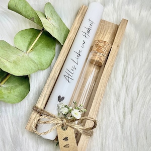 Hochzeitsgeschenk | Geldgeschenk | Hochzeit | Reagenzglas | Kerze | Stabkerze | Geschenk | Brautpaar | Geschenkbox | Hochzeitskerze