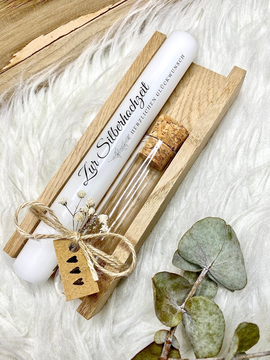 Produktbild von 25. Hochzeitstag Geschenk - Kristallplatte Mit Blattgoldkranz Für Silberne Hochzeit