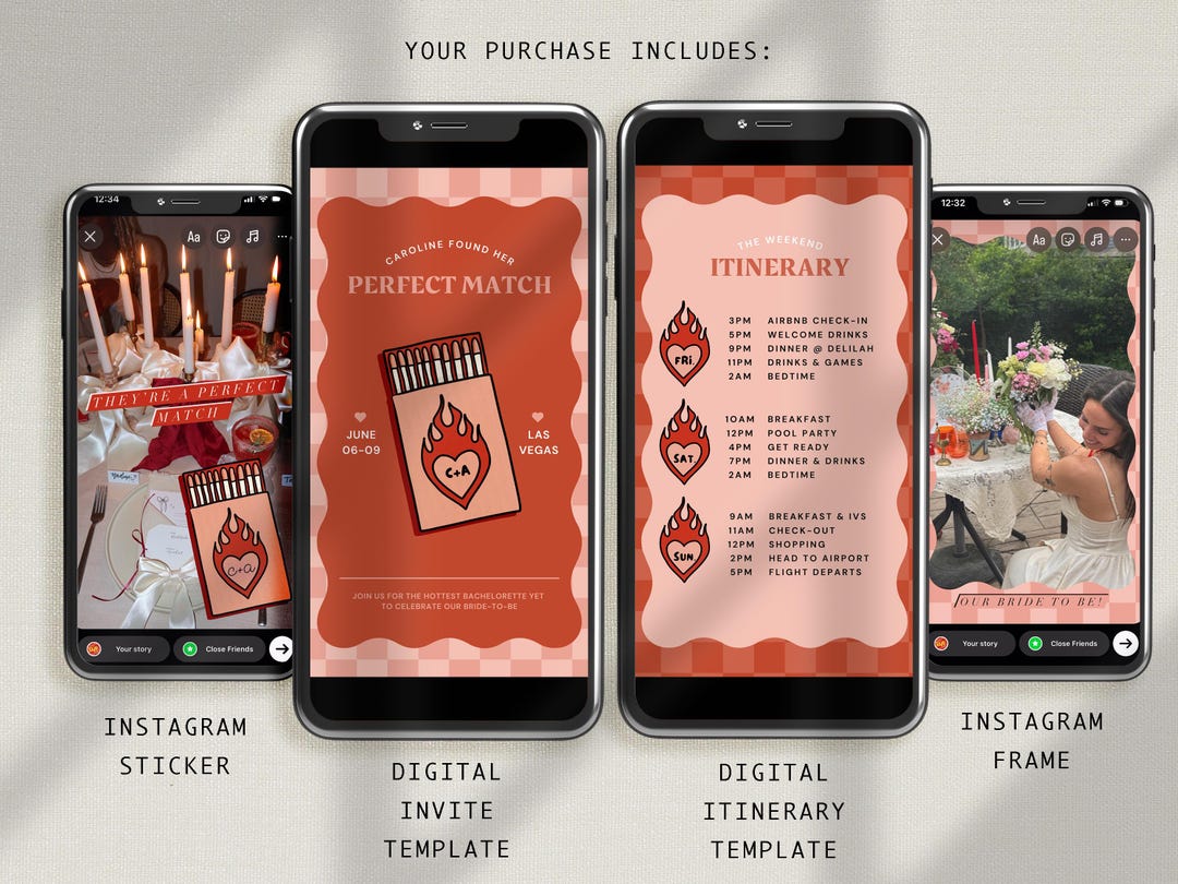 Editable Mobile/digital Invitation, Itinerary Template and Insta-story ...