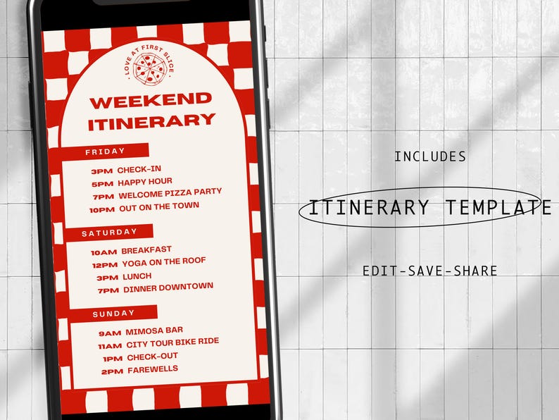Editable Mobile/digital Invitation, Itinerary Template and Insta-story ...