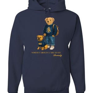 Polo Bear Inspired North Carolina A&T State University Hooded Sweatshirt Navy