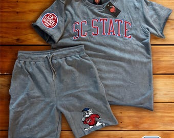 Embroidered SCSU Garment Dye Raw Edge Jogger Short Set