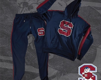 Embroidered South Carolina State University Jogger Set-Navy