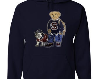 Embroidered Polo Bear Inspired South Carolina State University Hooded Sweatshirt