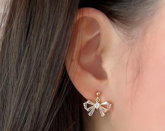 No Piercing Ear Clips, 14K Gold Plated Butterfly Bow Clip on Earrings, Hypoallergenic Wedding Ear Clips, Thoughtful Gift for her