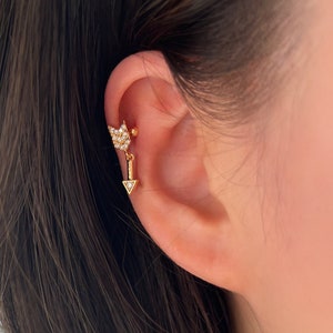 No Piercing Diamond Arrow Ear Cuff, 14K Gold Plated Ear Cuff, Clip on Earing, Gift for her, Boho, Retro Ear Cuff and Wrap Earring.