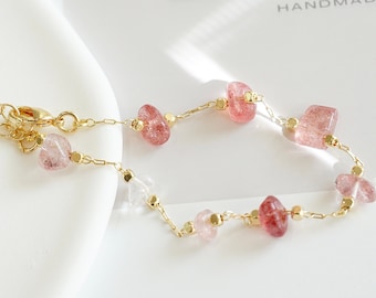 Natural Crystal Bracelet, Gemstone Bead Bracelet, Healing Crystal, Bead Bracelets,14k Gold Filled Crystal Bracelet, Gift for Women