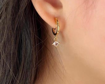 No Piercing Ear Clips, 14K Gold Plated Hoop with Diamond Clip on Earrings, Hypoallergenic Elegant Wedding Ear Clips, Stylish Gift