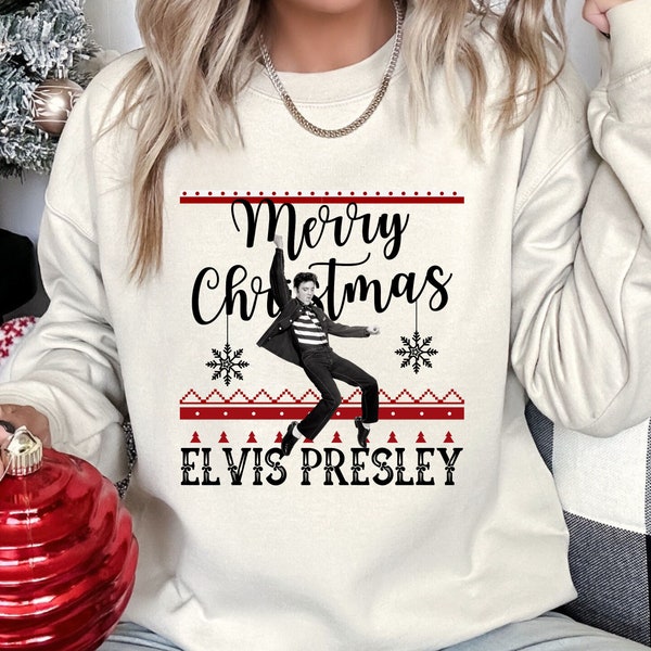Elvis Presley Merry Christmas Sweatshirt, Elvis Presley Graphic TShirt, Elvis Presley Lyrics Sweater, Gift for Elvis Presley Fan, Elvis Xmas
