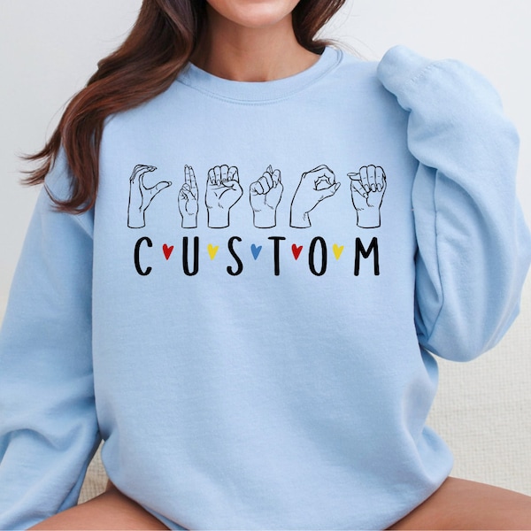 Sign Language Pattern Print Women's Sweatshirt