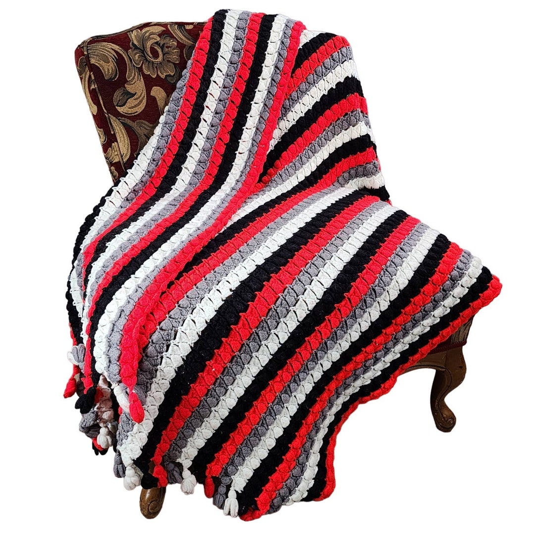 Crochet Stripped Afghan Blanket Etsy