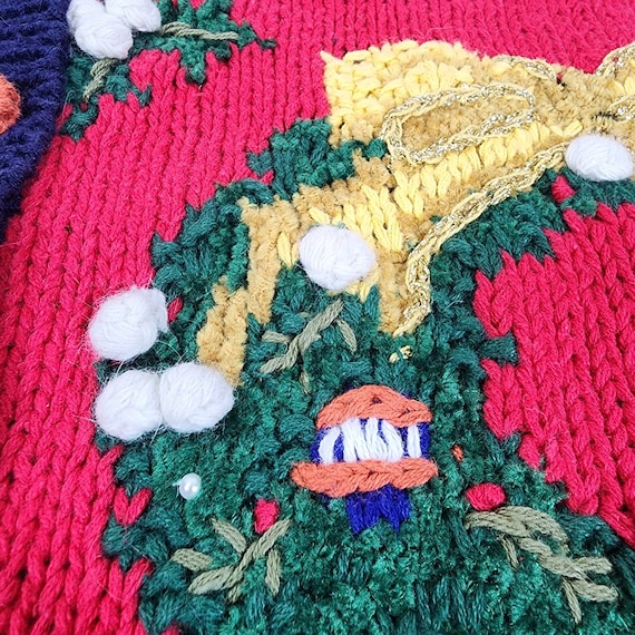 Vintage Ugly Knit Sweater Cardigan - L - image 7