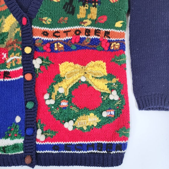 Vintage Ugly Knit Sweater Cardigan - L - image 5