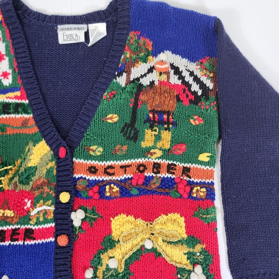 Vintage Ugly Knit Sweater Cardigan - L - image 4