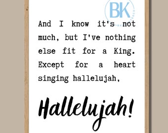 Halleluja-tekstafdruk | Christelijk lied, dankbaarheidskunst (digitale download)