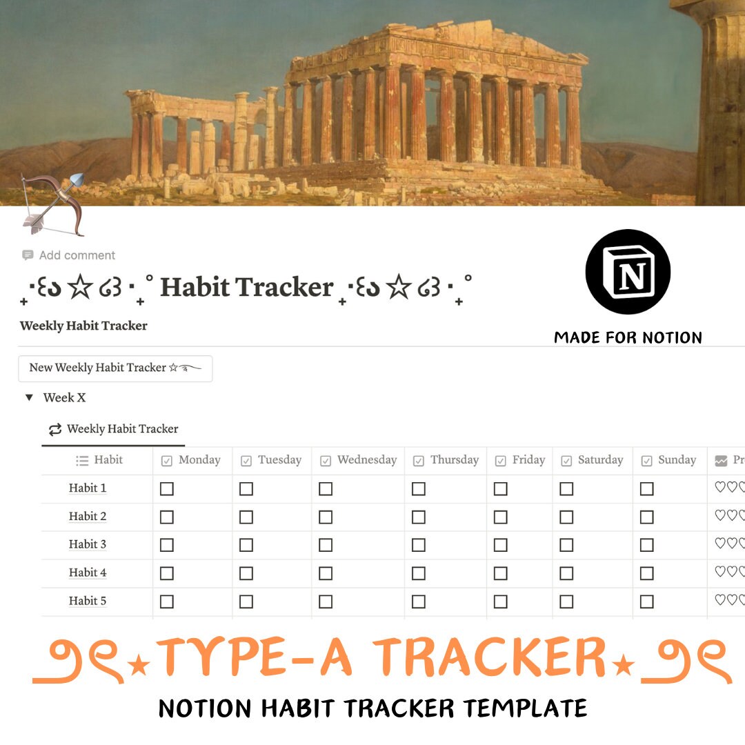 Ultimate Weekly Habit Tracker Notion Template for Typea Perfectionists