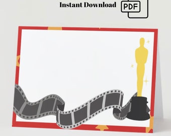 Printable Movie Theme Party Table and Food Buffet Cards | PDF Instant Download