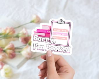 Sorry, I'm Booked Sticker | Retro Bookish Laptop Decal