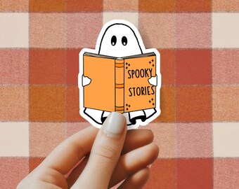 Reading Ghost Sticker | Halloween Laptop Decal | Book Lover Gift