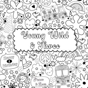 3rd birthday ‘Young Wild and Free’ coloring sheet activity