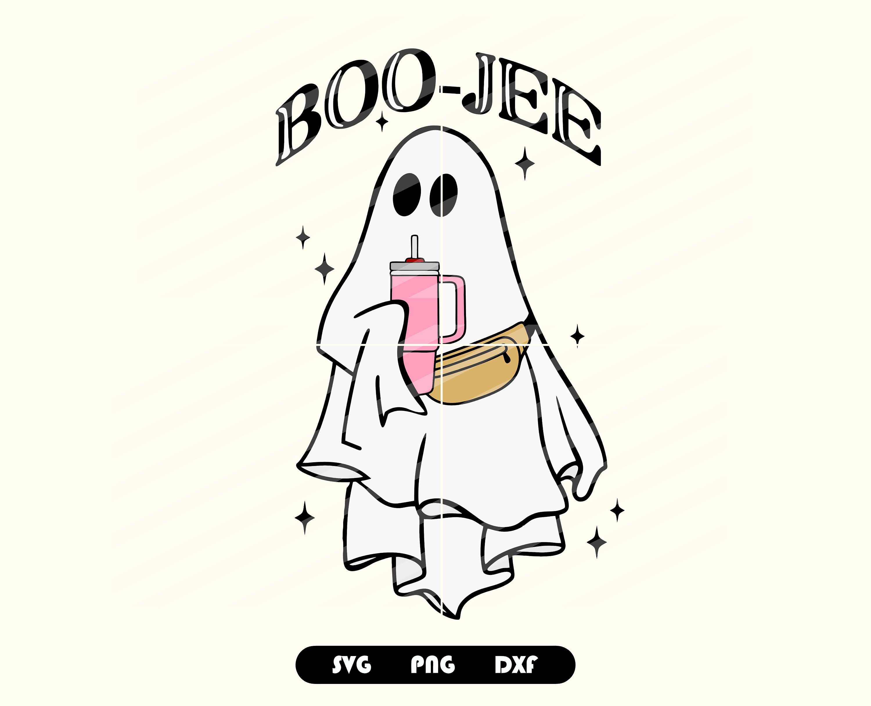 Boo-Jee SVG, Ghost With Stanley Cup SVG, Cute Trendy Halloween SVG