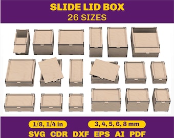 Laser cut box SVG - Laser cut box file SVG DXF template - Storage box Glowforge box svg files - Laser cut files box with lid
