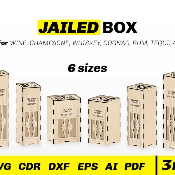 Fichier laser emprisonné Wine Box SVG - Fichier laser de boîte à vin - Whisky box svg - Tequila Box - Rum Box - Champagne Box - Cognac Box - 3mm