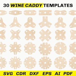 Wine Caddy SVG-sjabloon - wijnhouder SVG - wijnflesglashouder Glowforge SVG-lasergesneden bestanden