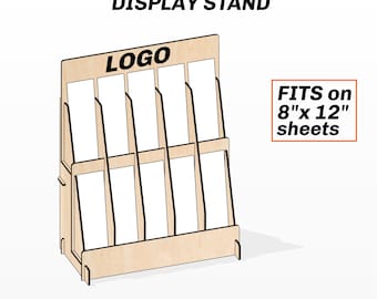 Bookmark display stand SVG laser file - 10 Slots Bookmark holder SVG DXF