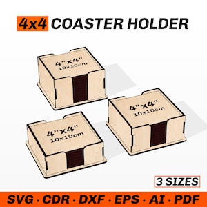 4x4 Coaster Holder SVG DXF Laser cut files
