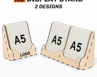 A5 Brochure Stand SVG Laser Cut Flyer Display Stand File for Leaflet Holder DXF for Glowforge Lightburn xTool and others
